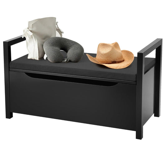 2-in-1 Wooden Shoe Changing Bench with Storage Space in Black
