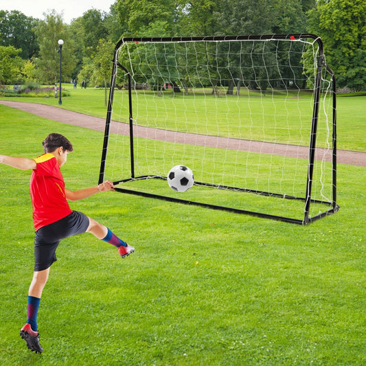 2-in-1 Kids Soccer Rebounder and Soccer Goal for Kids Aged 6+ Years Old-Black