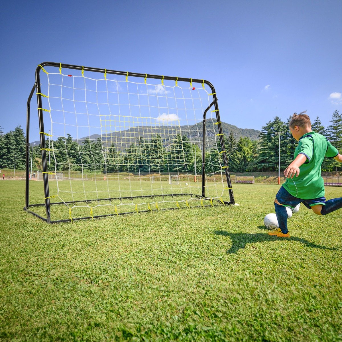 2-in-1 Kids Soccer Rebounder and Soccer Goal for Kids Aged 6+ Years Old-Black