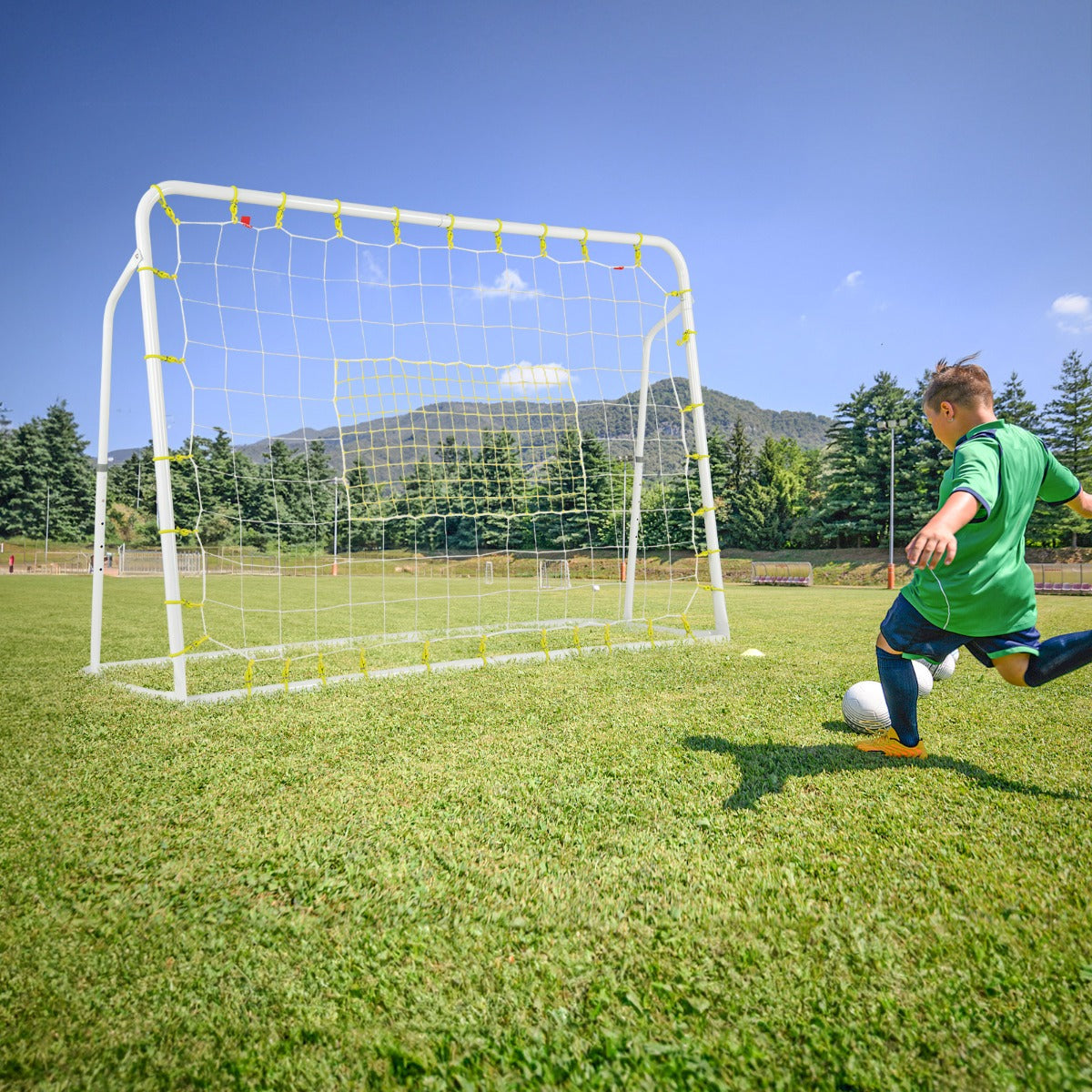 2-in-1 Kids Soccer Rebounder and Soccer Goal for Kids Aged 6+ Years Old-White
