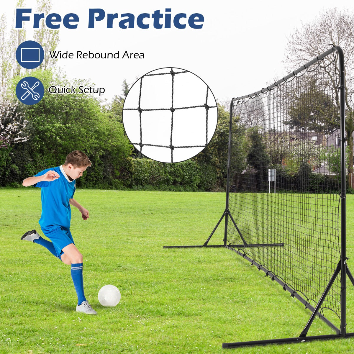 Portable Soccer Rebounder Net with Carry Bag, Sturdy Metal Frame-Black