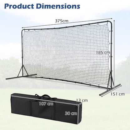 Portable Soccer Rebounder Net with Carry Bag, Sturdy Metal Frame-Black