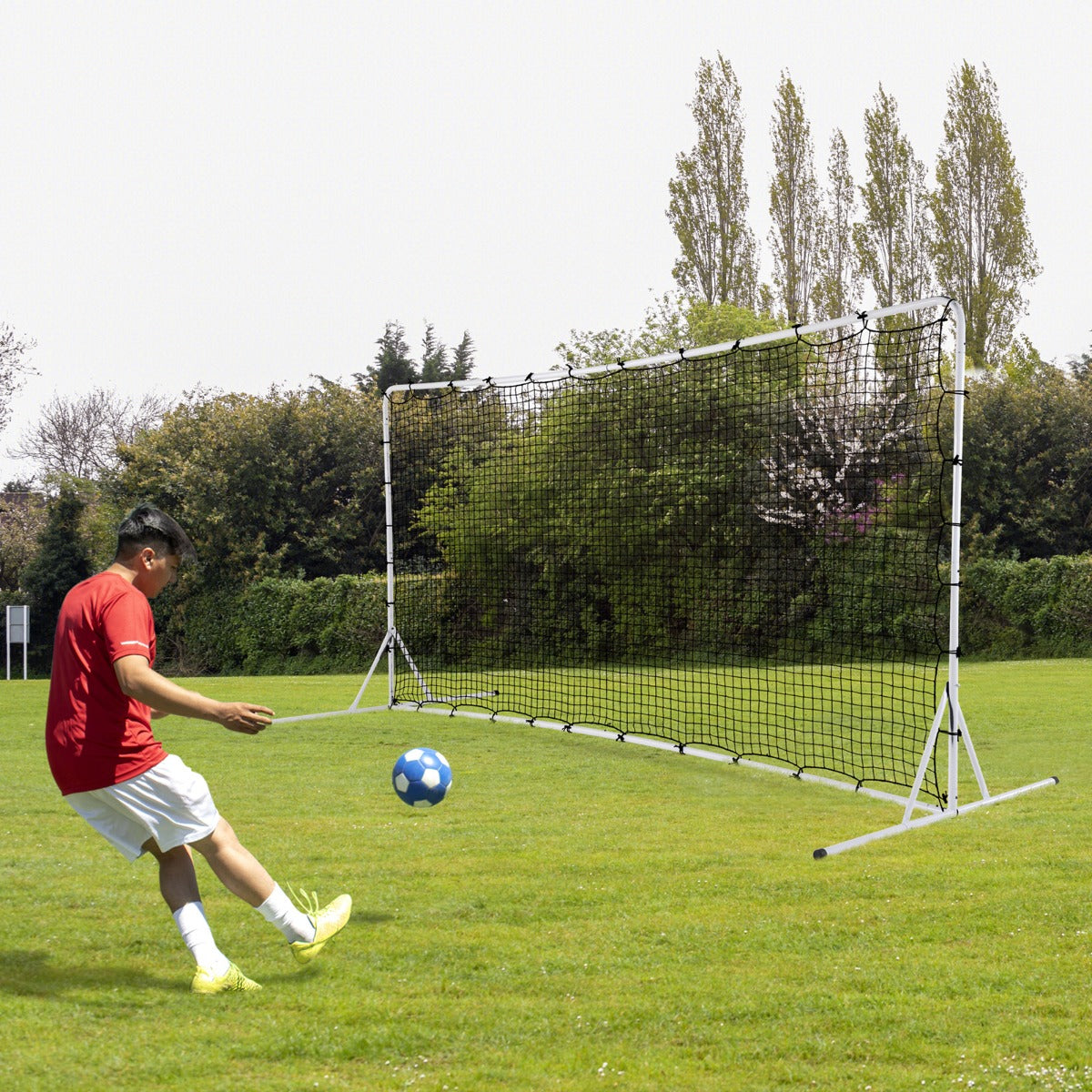 Portable Soccer Rebounder Net with Carry Bag, Sturdy Metal Frame-White