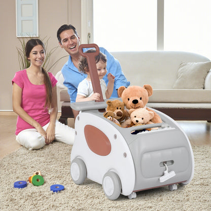 2-In-1 Push and Pull Baby Stroller with Wheels and Foldable Seat-Grey
