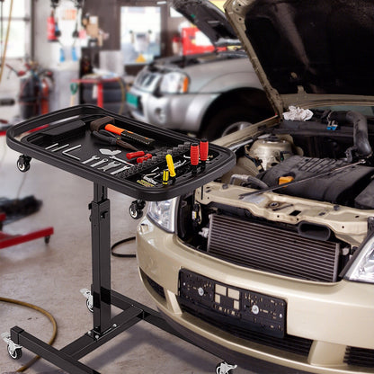 2-in-1 Rolling Tool Tray with Detachable Part Tray-Black