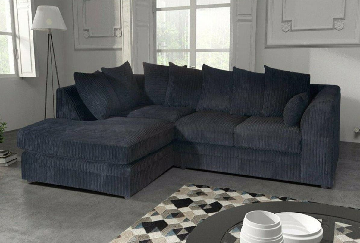 Daniel Jumbo Cord 4 Seater Corner Sofa Chocolate - Left and Right Arm - Available in Other Colours