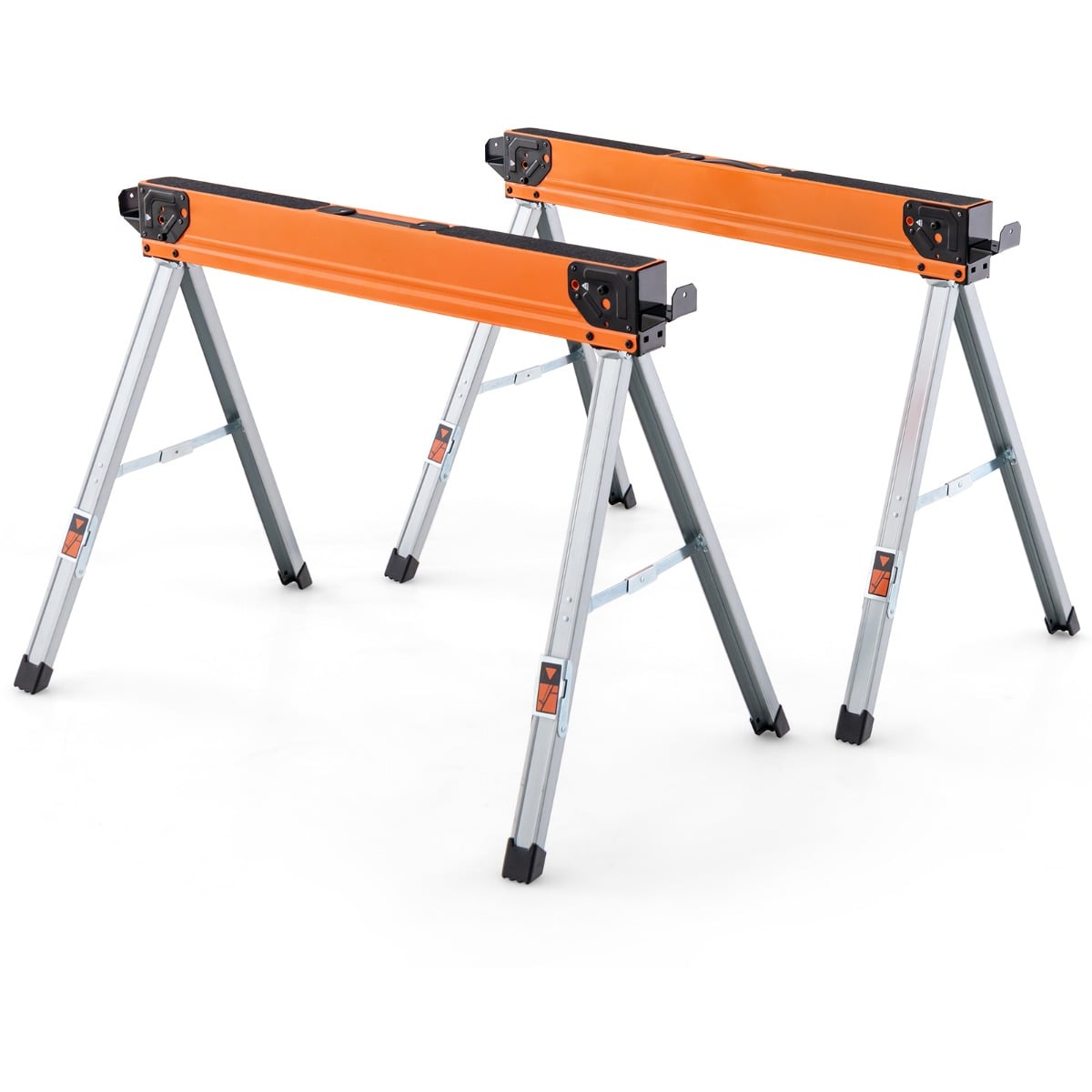 2 Pack Saw Horses with Folding Design Non-slip Pads and Surface-Orange