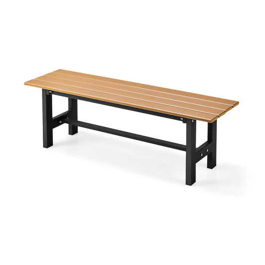 2-Person Outdoor Bench with Slatted Seat-Brown