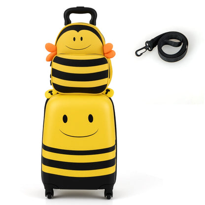 2-Piece Kid‚Äôs Luggage Set with Cute Bee Backpack and 18‚Äù Rolling Suitcase-Yellow