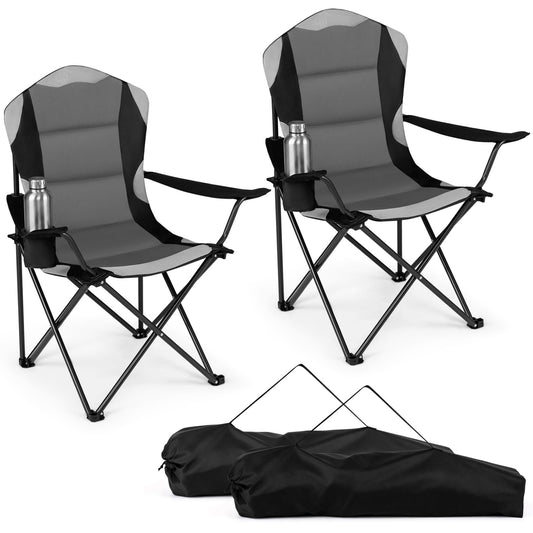2 Pieces Folding Camping Chairs in Black