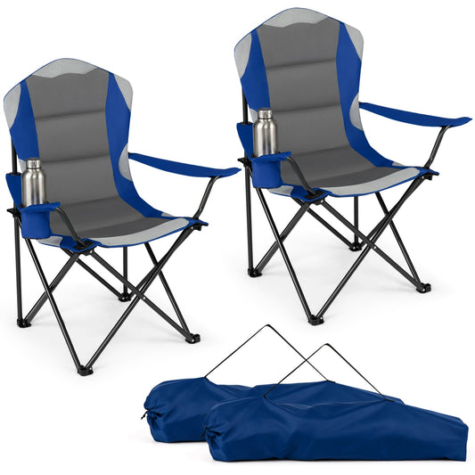 2 Pieces Folding Camping Chairs in Navy