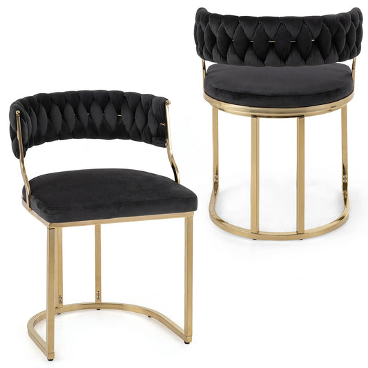 2 Pieces Velvet Dining Chairs in Black