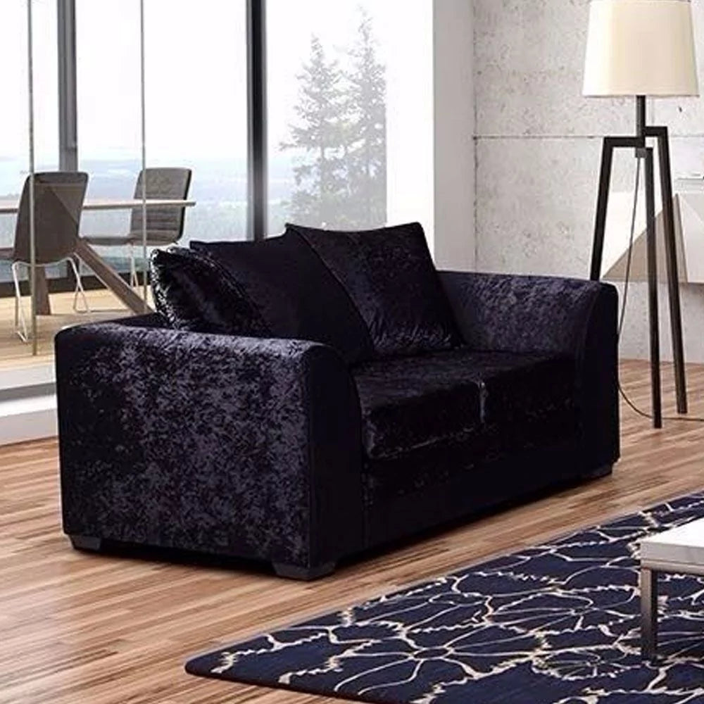 Arabia Crushed Velvet 3 Seater Sofa - Black