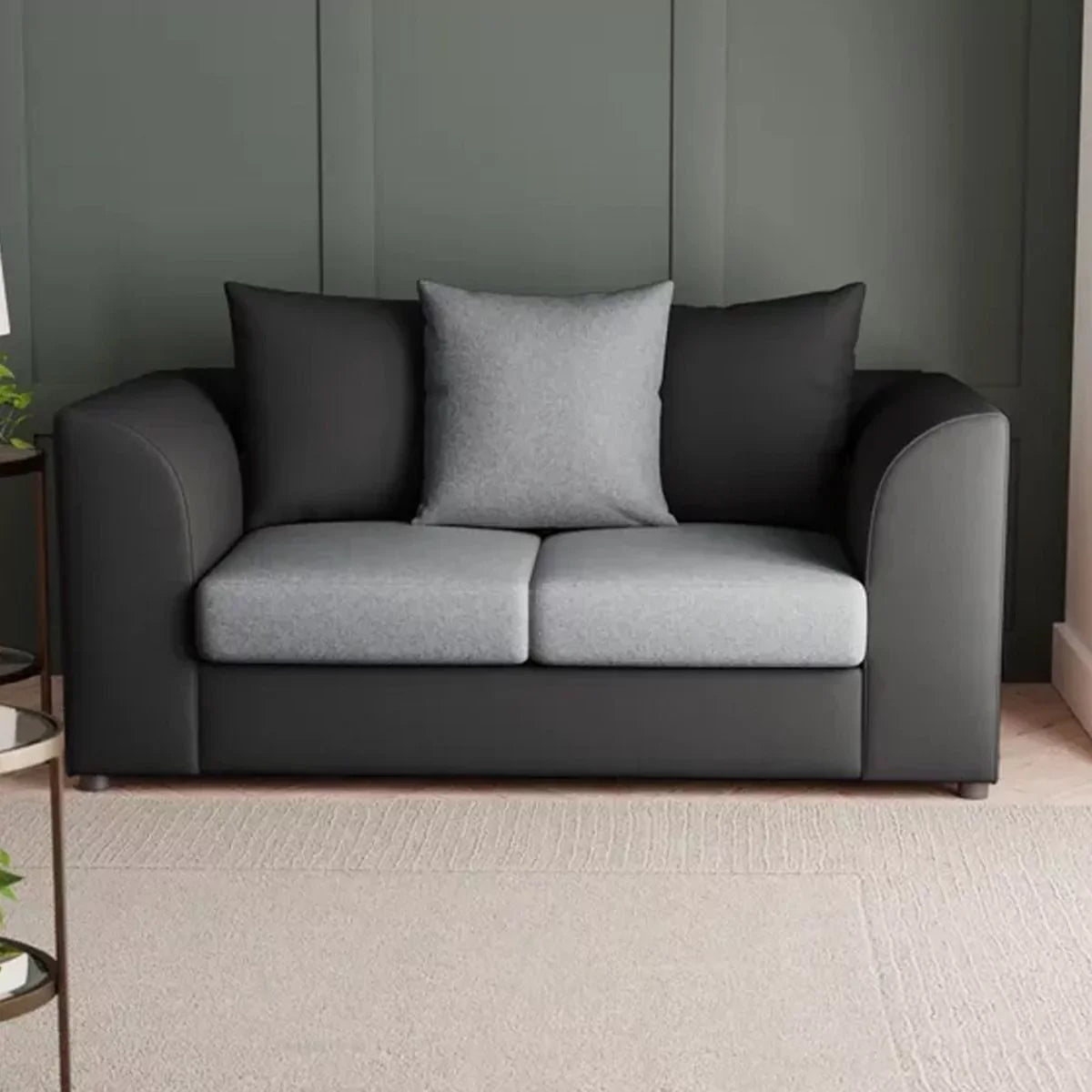 Blake Soft Faux Leather Graphite Corner Sofa - Left and Right Arm