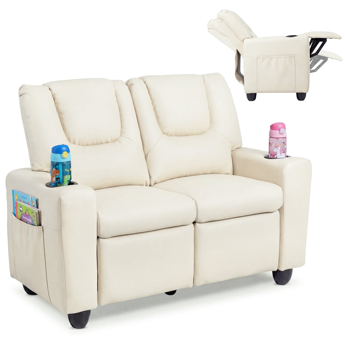 2-Seater Kids Recliner in Beige
