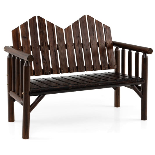 2-Seater Patio Bench Solid Wood Loveseat in Dark Brown