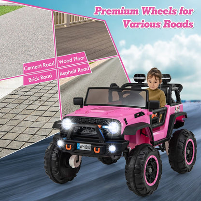 2-Seater Ride On Car with Remote Control and Horn for Boys and Girls-Pink