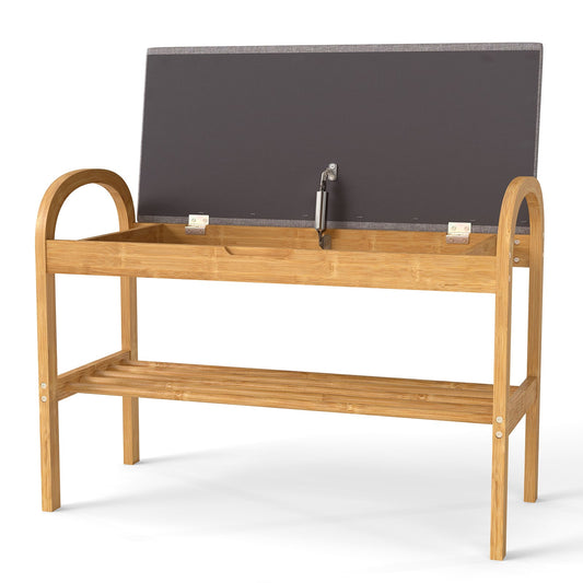 2-Tier Bamboo Shoe Bench in Grey