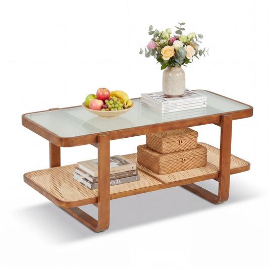 2-Tier Rectangular Center Table in Walnut