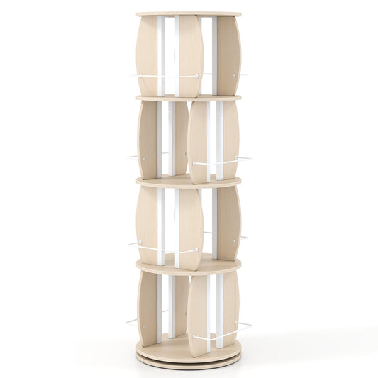 2-Tier Rotating Bookshelf Space-Saving in Natural