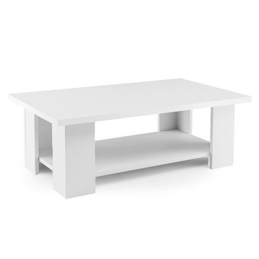 2-Tier Wooden Coffee Table in White