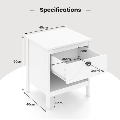 2-tier End Table with Drawer and Open Storage Shelf-White