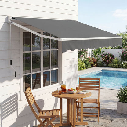 200 x 245cm Manual Retractable Awning with Adjustable Angle-Grey
