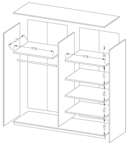 Glencoe Armoire Sliding Door Mirrored Wardrobe