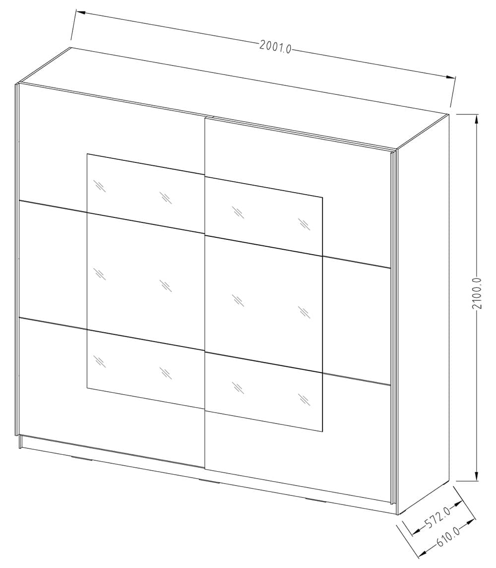 Beta Sliding Door Mirrored Wardrobe