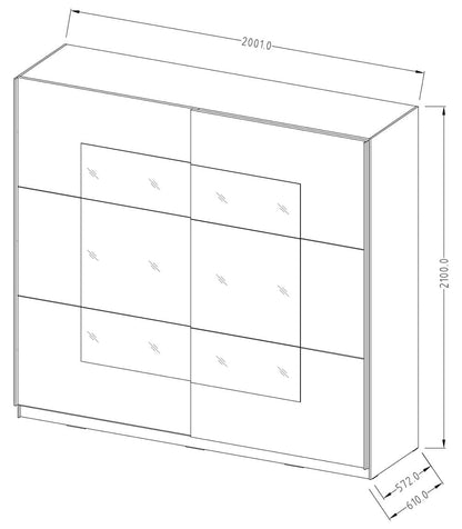 Beta Sliding Door Mirrored Wardrobe