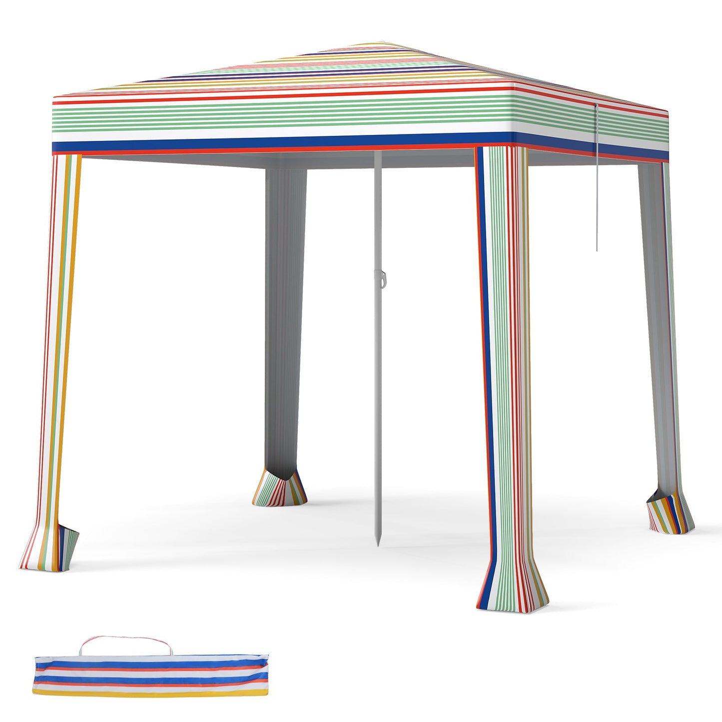 200 x 200 cm Beach Canopy Foldable Sun Shelter with Sandbags-Colourful