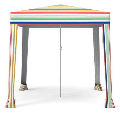 200 x 200 cm Beach Canopy Foldable Sun Shelter with Sandbags-Colourful