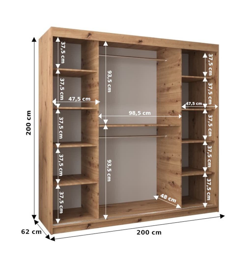 Roma I Sliding Door Wardrobe 200cm