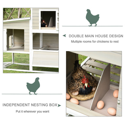 PawHut Wooden Chicken Coop Outdoor Hen House with Removable Tray Separate Nesting Box