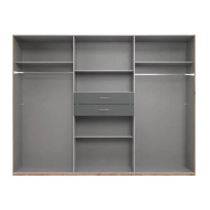DOCKER 6 Door Mirrored Wardrobe Oak 270cm