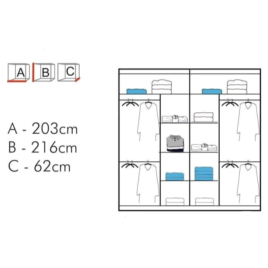 Chicago II Sliding Door Wardrobe - Oak and 6 Colours 5 Sizes