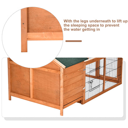 PawHut Wooden Rabbit Hutch Detachable Rabbit Cage Pet House with Openable Run & Roof Slide-out Tray