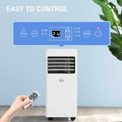 HOMCOM 7000 BTU Air Conditioning Unit, 3-in-1 Portable Air Conditioner, Dehumidifier, Cooling Fan with 2 Speeds, 24H Timer, Remote Control, Digital Display, Window Venting Kit, 15m_