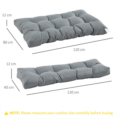 Outsunny 2Pcs Garden Tufted Pallet Cushion Seat Pad Back Cushion Patio for Indoor Outdoor Use, Dark Grey