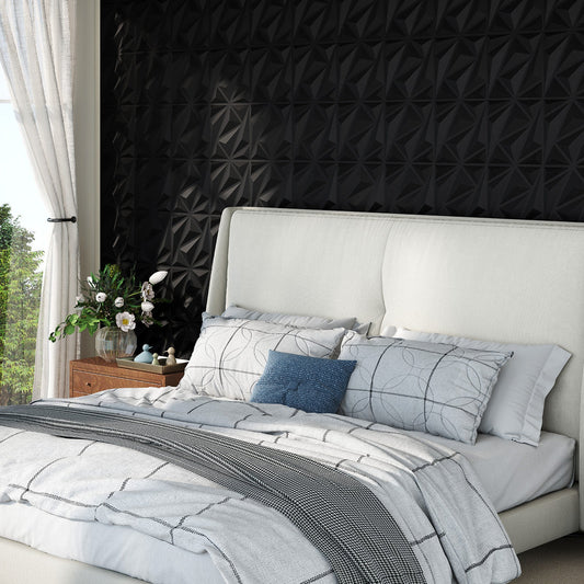 20-Pack 3D Acoustic Wall Panels with Diamond Texture-Black