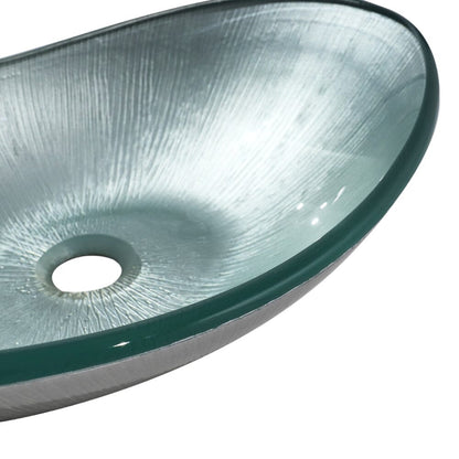 54cm W Oval Bathroom Art Tempered Glass Sink