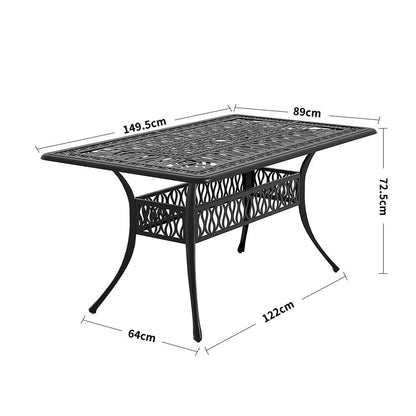 4/6 Seater Aluminium Garden Dining Set with Parasol Hole