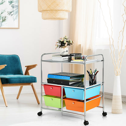 Utility Organiser Cart with 4 Plastic Drawers-Multicolor