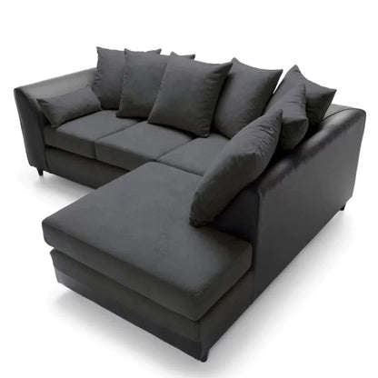 Linacre Corner Sofa - Right Arm Black and Charcoal