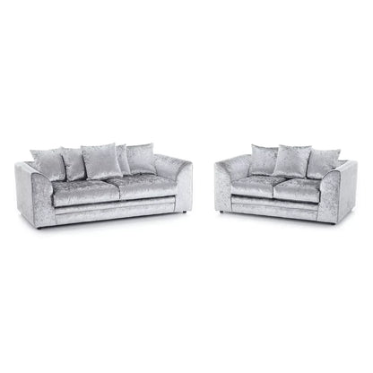 Classic Design Crushed Velvet Corner Sofa - Silver