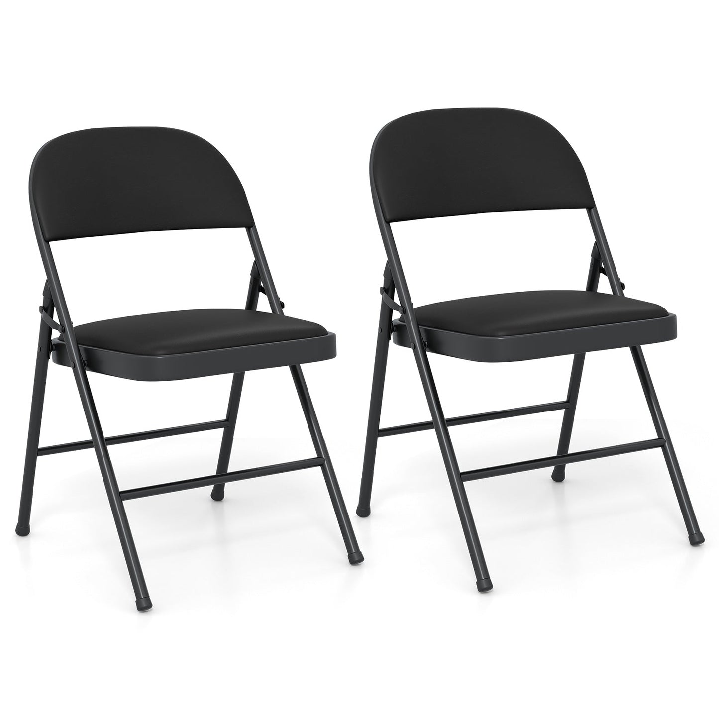Folding Chairs Padded Party Chairs with Metal Frame-Black