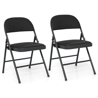 Folding Chairs Padded Party Chairs with Metal Frame-Black