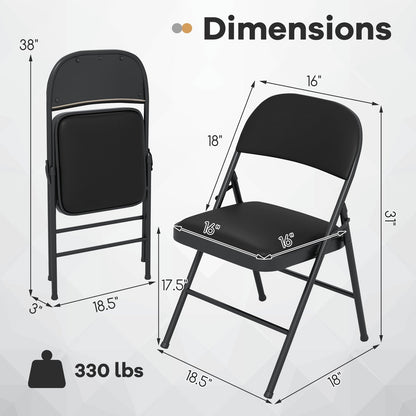 Folding Chairs Padded Party Chairs with Metal Frame-Black