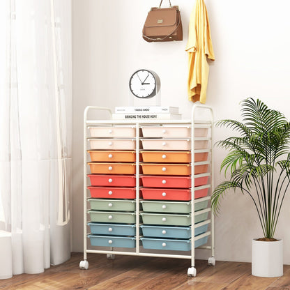 20 Drawers Rolling Storage Cart Studio Organizer-Deep Multicolor