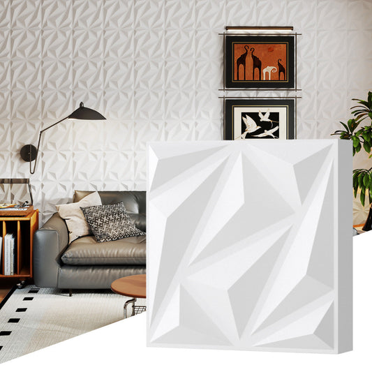 20-Pack 3D Acoustic Wall Panels with Diamond Texture-White